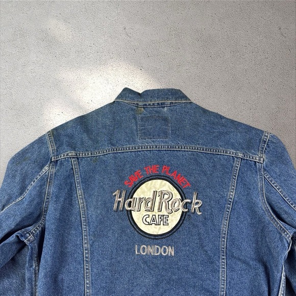 Levi's Denim Trucker Men's Blue Jacket Large 70503 02 Vintage Hard Rock London - Picture 5 of 9